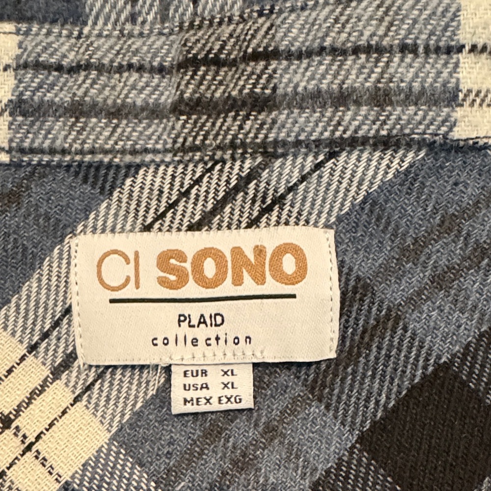 Ci Sono Women’s Flannel Blue and White Plaid Shirt XL - Picture 2 of 8